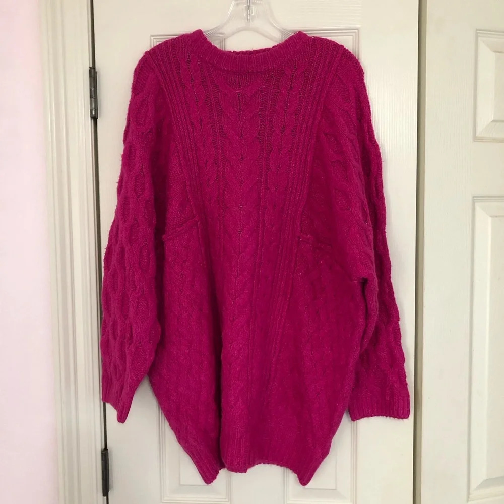 Free People Pink Cable Knit Sweater
